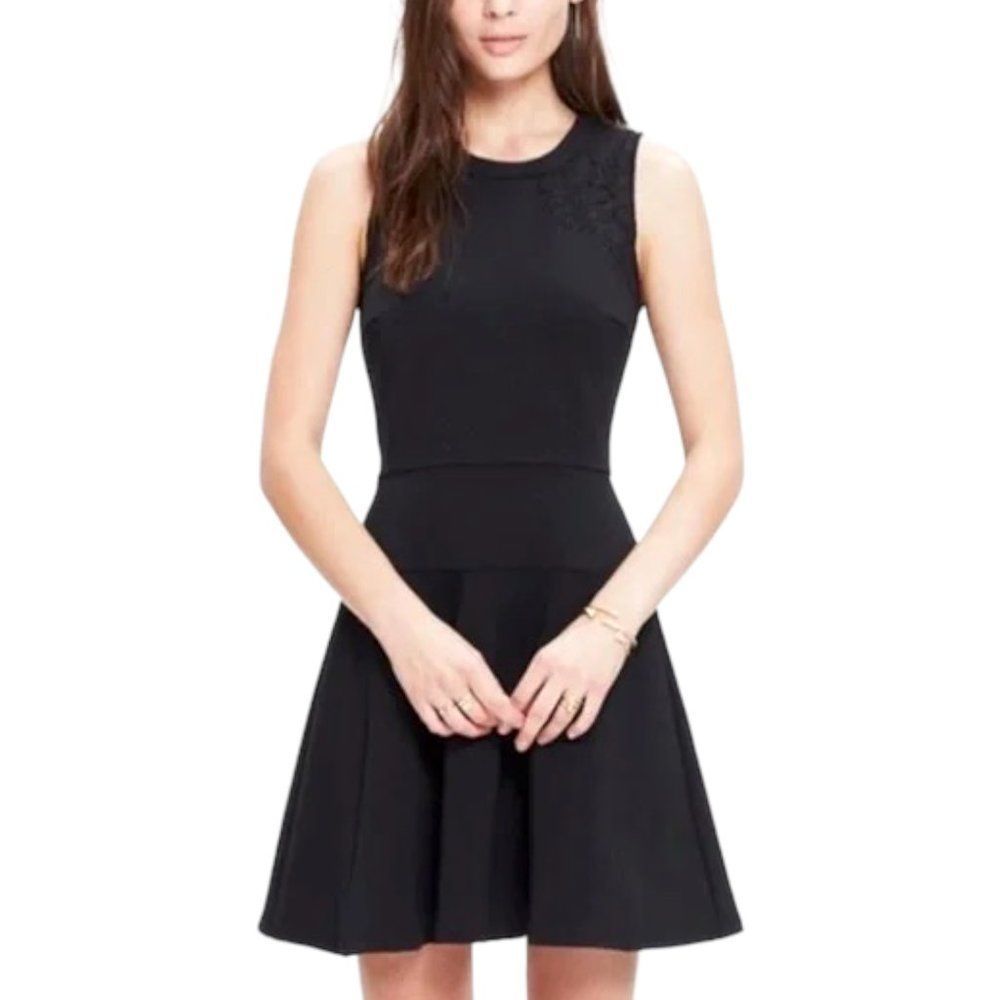 Madewell Dress Women Size 4 Anywhere Little Black Sleeveless Dress Lace Inset